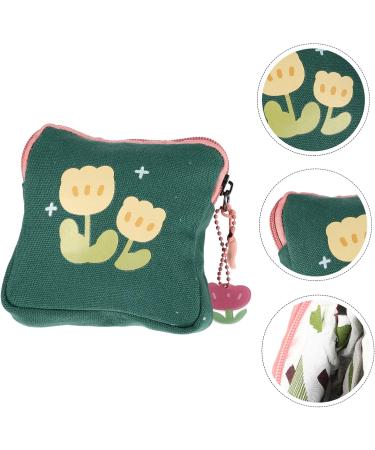 Plafope Women's Portable Makeup Bag - Multi-Purpose Travel Wallet & Storage for Menstrual Items - Green 11.5x11.5x2cm - Buy Online on GoSupps.com
