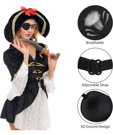 Sibba Adjustable Eye Patches for Kids & Adults - 2 PCS Medical Eye Patch for Amblyopia Cosplay & Pirate Costume - Blue & Black - Buy Online on GoSupps.com