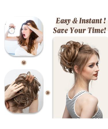 Beach Blonde Messy Bun Scrunchie - Heat Resistant Synthetic Hair Extension for White Women - Gray - Buy Online on GoSupps.com