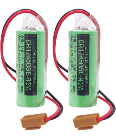 (2 Counts) CR17450SE-R 3V 2500mAh PLC Battery for FANUC A98L-0031-0012 A02B-0200-K102 CR1745017450 CNC System Battery with 2-Pin Connector