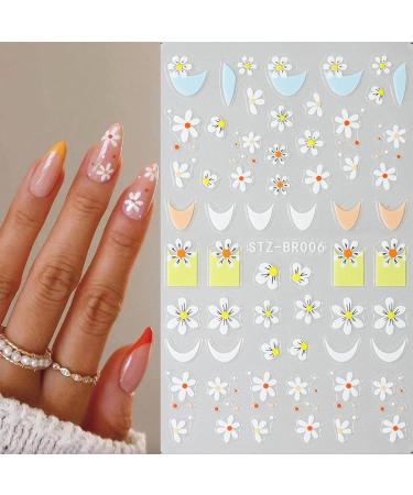 JMEOWIO 6 Sheets Flower Nail Art Stickers Decals Self-Adhesive Daisy Spring Summer Colorful Floral Nail Supplies Nail Art Design Decoration Accessories - Buy Online on GoSupps.com