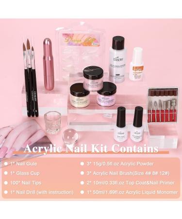 Professional Acrylic Nail Kit - 0.5Oz Pink Yellow Purple Powders & Liquids for Beginners | DIY & Salon Use Worldwide Shipping - Buy Online on GoSupps.com