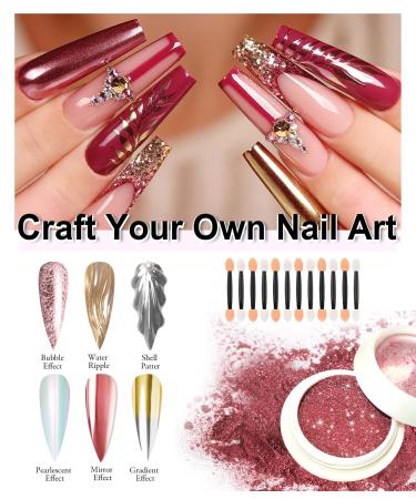 Bishengyf Chrome Nail Powder Set - 24 Color Metallic Mirror & Aurora Laser Nail Art Powder for Stunning Manicure - Upgrade Glitter Decoration with Sponge Sticks - Buy Online on GoSupps.com