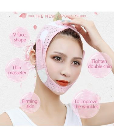 VIKSAUN Facial Strap Tape Double Chin Reducer V-Line Chin Cheek Lift Up Band Facial Lifting Belt Anti Wrinkle Lifting Chin Correction Belt Strap for Women Men (Pink) - Buy Online on GoSupps.com