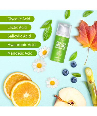 Ebanel 30% AHA 2% BHA Chemical Peel & 2.5% Retinol Cream Moisturizer for Face - Removes Acne Scars Dark Spots Wrinkles & Brightens Skin - Buy Online on GoSupps.com