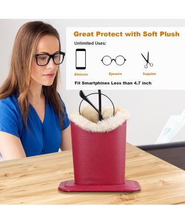 Bivisen Eyeglass Holder Case | Modern Velvet Plush PU Leather - Black & Burgundy - Stylish & Durable Organizer for Glasses - Buy Online on GoSupps.com