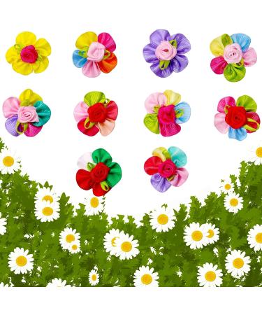 100pcs Small Dog Hair Bows with Rubber Bands | Handmade Multicolor Pet Grooming Accessories | Perfect for Cats, Dogs, and Rabbits - Buy Online on GoSupps.com
