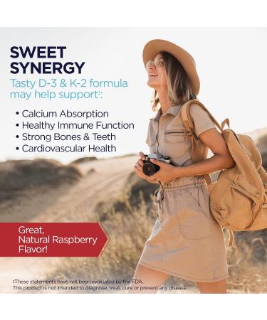 Kal 1000 IU D-3 & K2 Raspberry Tablets 60 Count - Pack of 1 - Buy Online on GoSupps.com