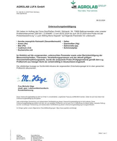 Buy L-Lysine 500 mg Amino Acid Capsules | 180 Natural Vegan Capsules | SinoPlaSan - Boost Immune Health & Support - Buy Online on GoSupps.com