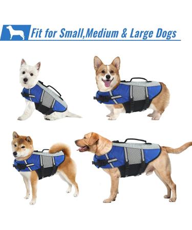 Alagirls Dog Lifebarf & Reflective Pet Security Vest - Adjustable Swimming Coat for Small & Medium Dogs | Rescue Handle | Blue (Chest 58-68cm) - Buy Online on GoSupps.com