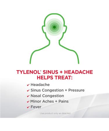 Tylenol Sinus + Headache Non-Drowsy Daytime Caplets 24 ct - Fast Relief for Acetaminophen & Phenylephrine HCl - Buy Online on GoSupps.com