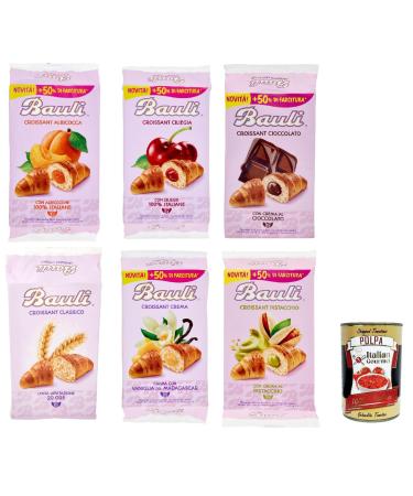 Italian Gourmet E.R. Bauli Cornetti Croissant Brioche Biscuits avec cr me Custard Pistachio Chocolate Apricot Classic Cherry Italie 6 packs + Itlaian Gourmet Pulp 400 g