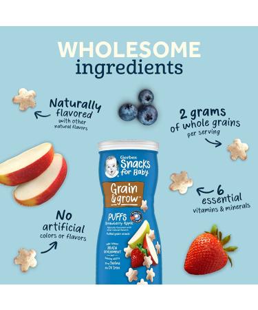 Gerber Baby Banana Grain & Grow Puffs, 1.48oz (Pack of 3) - Non-GMO Whole Grain Snack for Crawlers - Buy Online on GoSupps.com