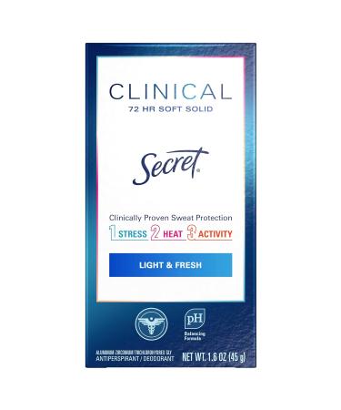 Secret Clinical Strength Antiperspirant and Deodorant for Women Light & Fresh Soft Solid 1.6 oz (Pack of 3) 1.6 Ounce (Pack of 3) Light & Fresh - Buy Online on GoSupps.com