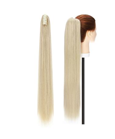 Claw on ponytail clip in Extensions hair extension clip in ponytail hair part one piece of piece hair part like real hair 66cm smooth ashblond mix bleach blonde 60 cm ashblond mix bleach blonde