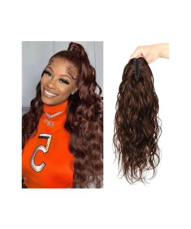 Ponytail Extensions Body Wave Human Hair Ponytail Extension 10-24" Wavy Claw Clip Ponytail Extensions Dark Brown Curly Wavy Claw Clip in Remy Hair Ponytail Hairpieces for Women (Color : 100g(One squ 20inches 100g(One square)