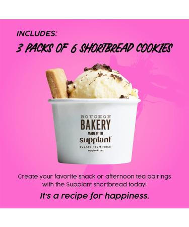 Supplant Gourmet Shortbread Cookies - 3 Packs of 6, Made with Fiber Sugars and Madagascar Bourbon Vanilla - Low-Calorie Butter Tea Biscuits - Buy Online on GoSupps.com