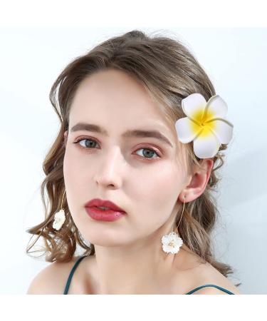 12 Pcs Multicolor Plumeria Flower Hair Clips - Hawaiian Luau Tropical Wedding Vacation Beach Party Decorations & Cosplay Accessories - Buy Online on GoSupps.com
