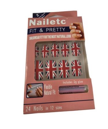 Union Jack Flag False Glue On Nails Set World Cup Football Boxed
