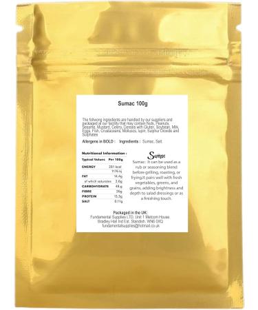 Sumac 100g Authentic Sumac Powder from the Middle East - Premium Quality Spice for Cooking - Re sealable - Fattoush - Musakhan - Buy Online on GoSupps.com