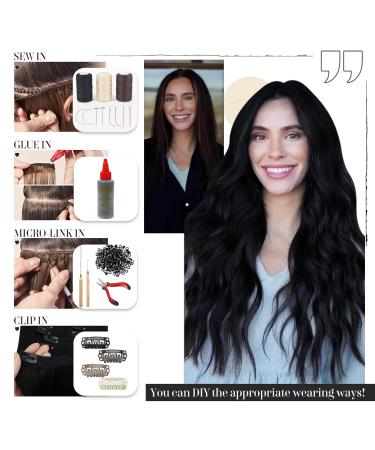 Buy Vivien Extensions: Real Remy Hair Tresses - 55 cm Black Hair Extensions | 100g #1 - Premium Quality Tress Extensions - Buy Online on GoSupps.com