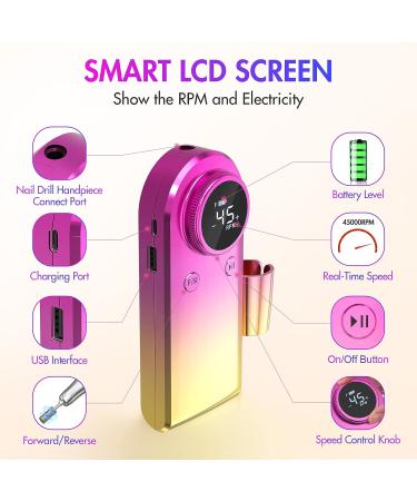 OHZOIRIC Electric Nail Drill 45000RPM - Professional Portable Nail File Kit for Manicure, Pedicure, Acrylic & Gel Nails - High-Speed Nail Drill for Home & Salon Use - Buy Online on GoSupps.com