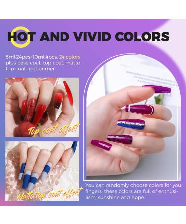UV Gel Nails Set Gel Nail Polish Set 28 Pieces Shellac Nail Polish with Base Coat Shiny Top Coat & Matte Top Coat Nail Gel Colours UV Gel Shellac Nail Polish for DIY Nail Art Nail Design - Buy Online on GoSupps.com