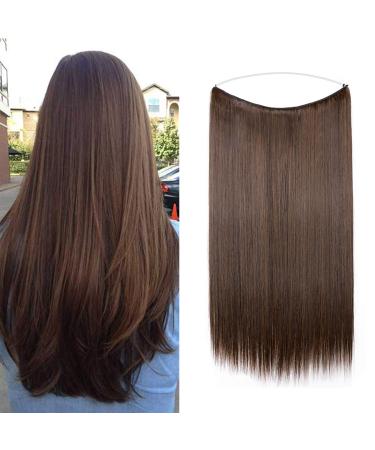 Silk-Co hair extension with rubber band smooth extensions with invisible cord synthetic hair part such as real hair hair sealing hair extensions for women dark brown & medium brown 50cm 50 cm dark brown mix medium brown