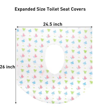Tebery 50 Pack Extra Large Cute Frog Printed Disposable Toilet Seat Covers - Waterproof & Portable for Toddlers, Kids, and Adults - Individually Wrapped for Travel - Buy Online on GoSupps.com