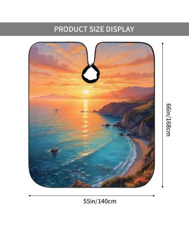 Buy Sunset Sea Printed Polyester Hair Cutting Cape - Professional Adult Haircut Accessories | Smooth No Sticky Hair | 55x66in for International Shipping - Buy Online on GoSupps.com