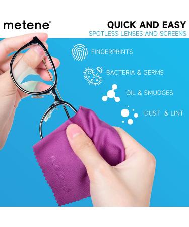 Metene 15 Pack Microfiber Cleaning Cloths - Glasses, Phone, Screens, Camera Lens Cleaner - Dark Purple - Buy Online on GoSupps.com
