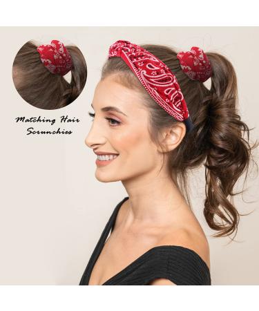 TOBATOBA 8 Pack Bandana Headband for Women - Elastic Paisley Headbands - Wide Knotted Turban Style - Vintage Boho Design - No Slip - 4 Set (Black, Red, Blue, White) - Buy Online on GoSupps.com