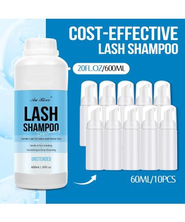 Lash Shampoo Bulk 600ml - Oil-Free Eyelash Extension Cleanser | Gentle Foaming Shampoo for Salon & Home Care | Unscented Lash Care - Buy Online on GoSupps.com