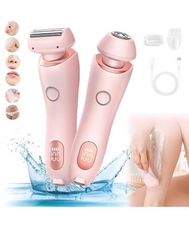 Electric Shaver Razors for Women 2-IN-1 Electric Razor for Womens Legs Underarm Face Pubic Hairs Wet Dry Use Rechargeable Bikini Trimmer Hair Removal with Detachable Head (Pink) - Buy Online on GoSupps.com