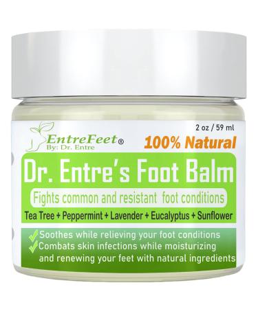 Dr. Entre's Foot Balm: Tea Tree Oil & Shea Butter Based - Organic Treatment Cream for Athletes Foot  Dry Feet  Cracked Heels  Itching  and Odor - Foot Care E-Book Included