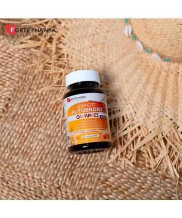 Fort Pharma - Expert AutoBronz Gummies - L-tyrosine S l nium Vitamines C E Lut ine Beta carot ne - Compl ment alimentaire solaire - Teint h l bonne mine- 60 gommes m cher 2/jour Expert AutoBronz Gummies 60 gommes Framboise - Buy Online on GoSupps.com