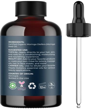 Certified Organic Rosemary & Moringa Oils - USDA Essential Oil for Hair, Skin & Nails - Aromatherapy with Cold Pressed Virgin Moringa Oil - Buy Online on GoSupps.com