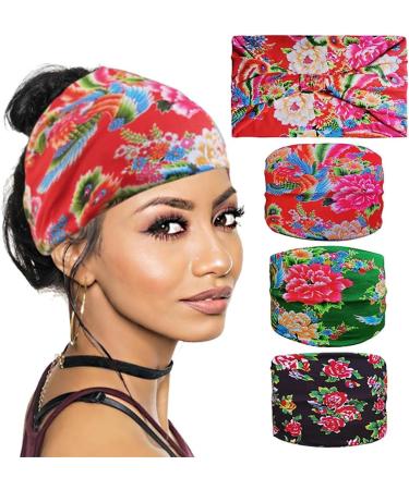 Limtula Wide Headband for Women Elastic Bandeau Sports Headwrap Northeast Rural Style Floral Hairband Stretchy Workout Headwear F8 - Buy Online on GoSupps.com