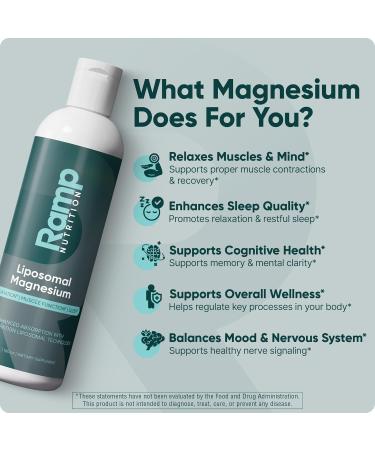 Ramp Nutrition Liposomal Magnesium High Absorption Magnesium Bis-Glycinate & Gluconate | Supports Relaxation Muscle Function Sleep | Vegan Non-GMO Liquid Supplement 6 fl oz - Buy Online on GoSupps.com