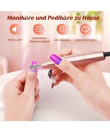 Guiseapue Professional Nail Drill - Electric Nail File for Acrylic Gel Nails | Adjustable Speed E File Pedicure Manicure Set - Rose Gold Gift for Women - Buy Online on GoSupps.com
