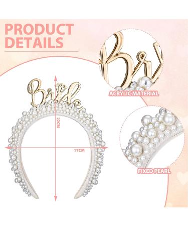 Bridal Pearl Headband Tiara Crown for Women - White Vintage Bride Hair Hoop for Wedding, Bachelorette Party Decorations - Bridal Shower Gift (Trendy) - Buy Online on GoSupps.com