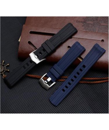 EPANO 20mm Watch Strap Replacement for Omega Seamaster 300 | Curved End Fluorous Rubber Silicone Band with Stainless Steel Buckle - Blue - Buy Online on GoSupps.com