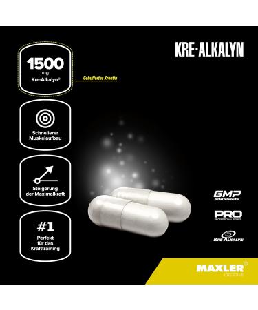 Maxler Kre-Alkalyn - 1500mg Buffered Creatine Capsules | 120 Capsules | Enhance Recovery & Performance - Buy Online on GoSupps.com