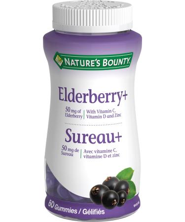 Nature's Bounty Elderberry Gummies with Vitamin C Vitamin D and Zinc Helps to support immune function 60 Gummies