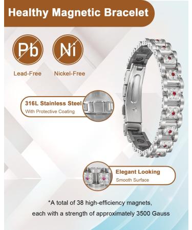 EnerCoppeX Magnetic Bracelets for Women Stainless Steel Bracelet with Effective Healing Magnets Adjustable Jewelry Gift (STB-2475ESDWK) - Buy Online on GoSupps.com