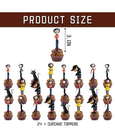 Coraline Theme Birthday Party Supplies Coraline Cake Decorations with 1pcs Cake Topper 24pcs Cupcake Toppers for Kids Coraline Birthday Party Decorations - Buy Online on GoSupps.com