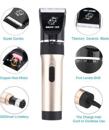 Professional Cordless Dog & Cat Hair Clippers with Detachable Blades and Guards - Rechargeable & Quiet - Ideal for Small Animals - Gold - Buy Online on GoSupps.com