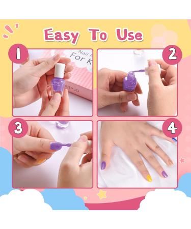ETYJO Kids Nail Polish Set - 12 Rainbow Colors | Quick Dry Peel-Off Non-Toxic Varnish | Nail Art Sticker Gift Kit for Girls 3+ | Water-Based Children's Nail Polish - Buy Online on GoSupps.com