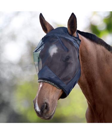 Harrison Howard Caremaster thick fleece upholstery transparent fine mesh horses fly mask UV protection Standard black pony (s) s piano black