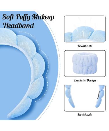 Jspupifip Spa Headband Set with Washband, Scrunchies, Cuffs for Face Washing - Makeup and Hair Accessory for Women and Girls (4 Blue) - Buy Online on GoSupps.com